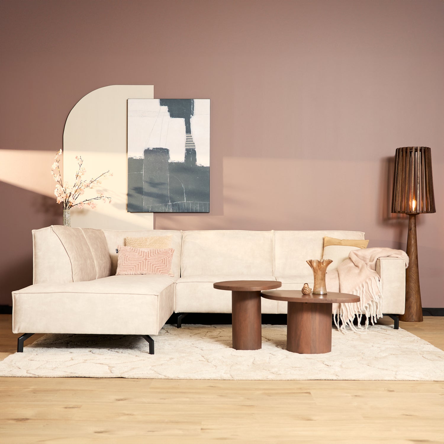 MySofa Velvet Hoekbank Floris Beige - Industrieelinhuis.nl