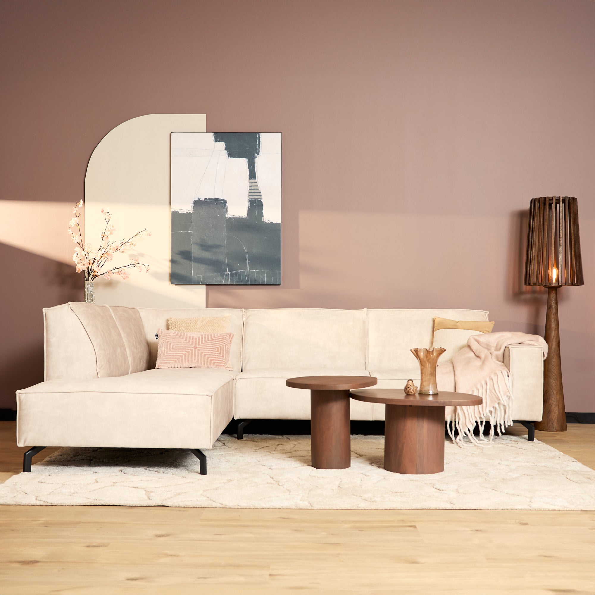 MySofa Velvet Hoekbank Floris Beige - Industrieelinhuis.nl