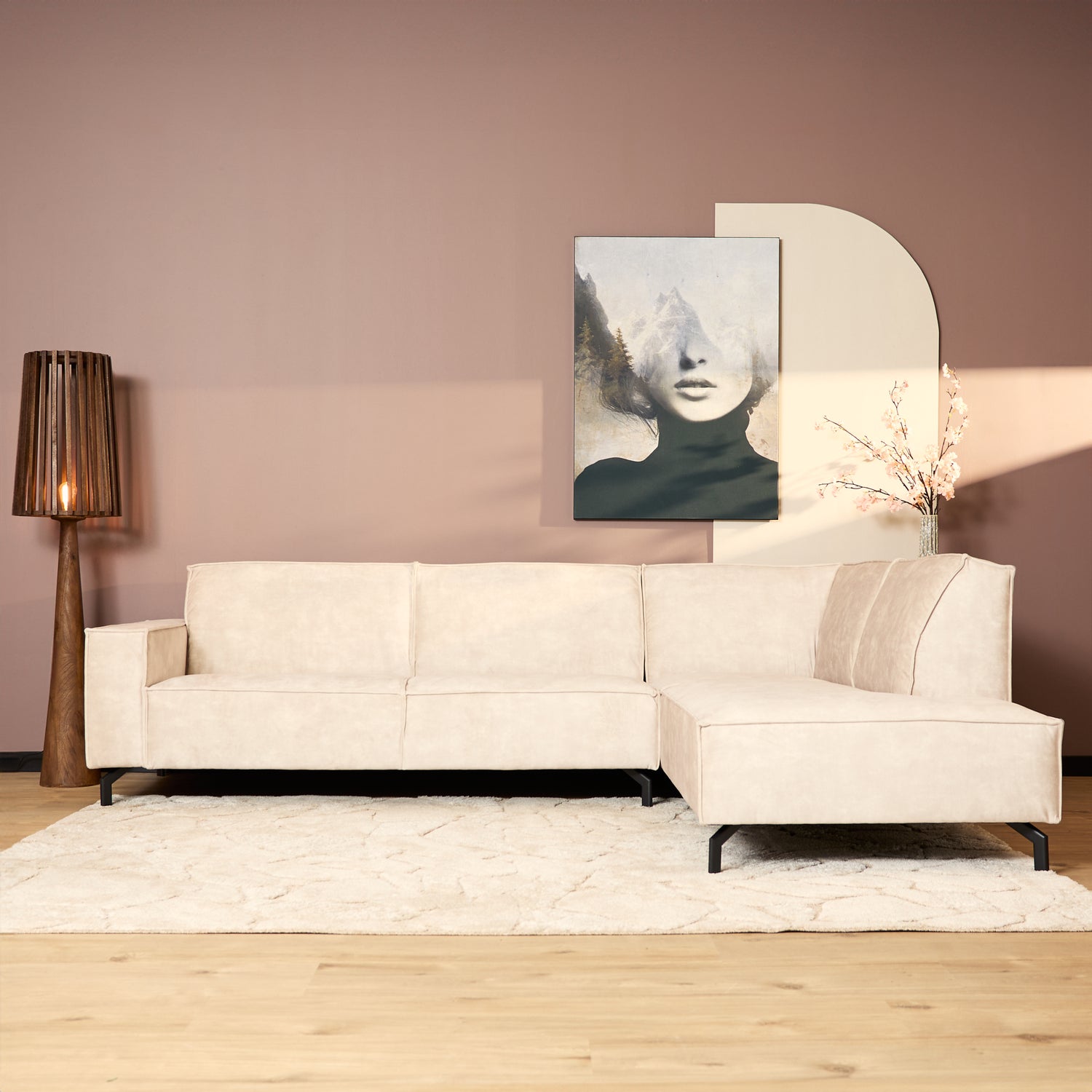 MySofa Velvet Hoekbank Floris Beige - Industrieelinhuis.nl