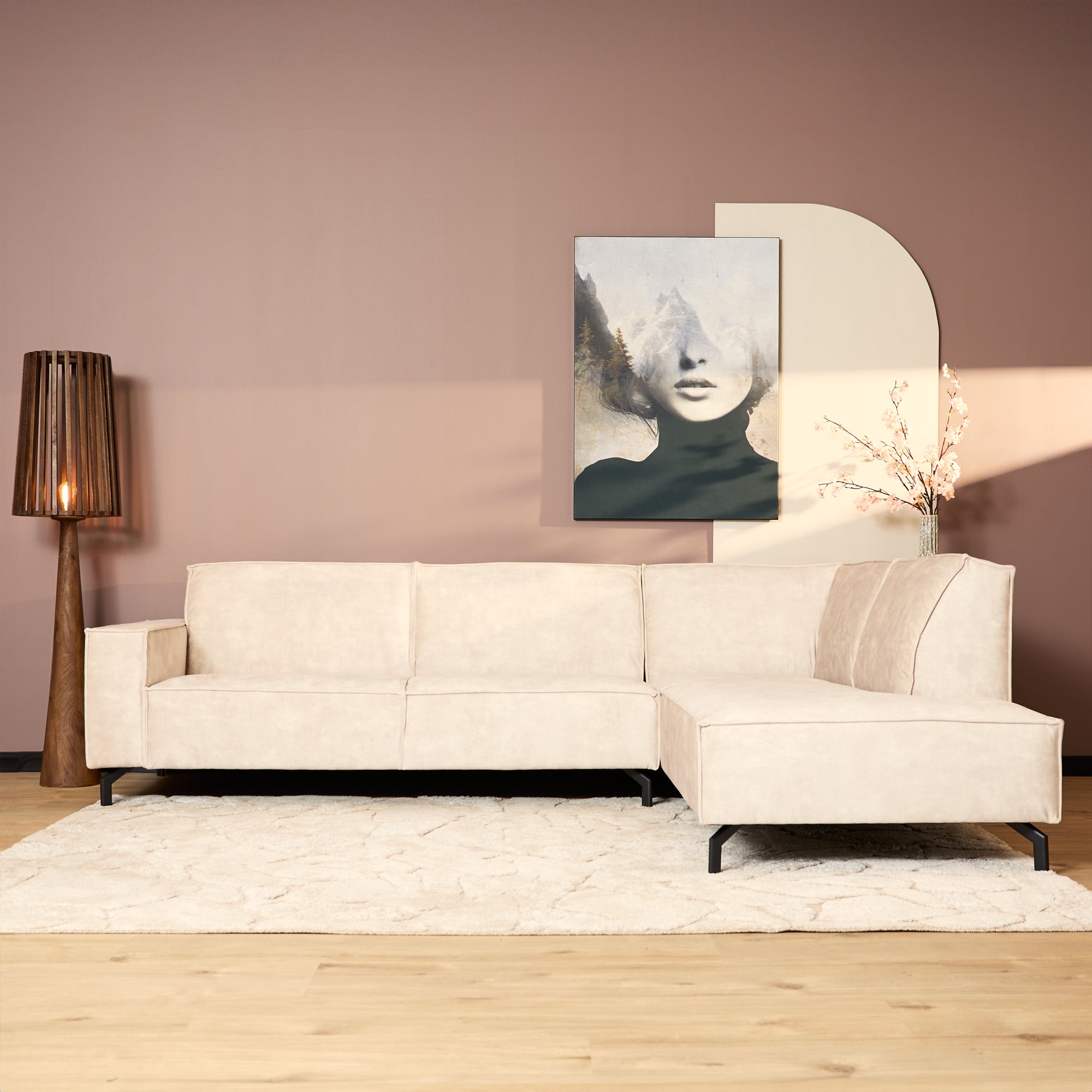 MySofa Velvet Hoekbank Floris Beige - Industrieelinhuis.nl