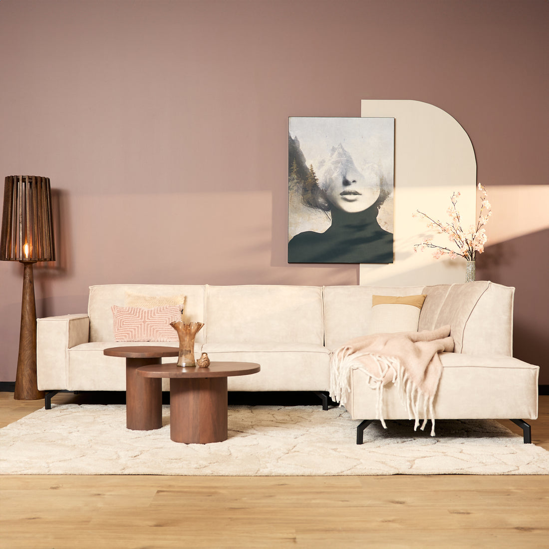 MySofa Velvet Hoekbank Floris Beige - Industrieelinhuis.nl