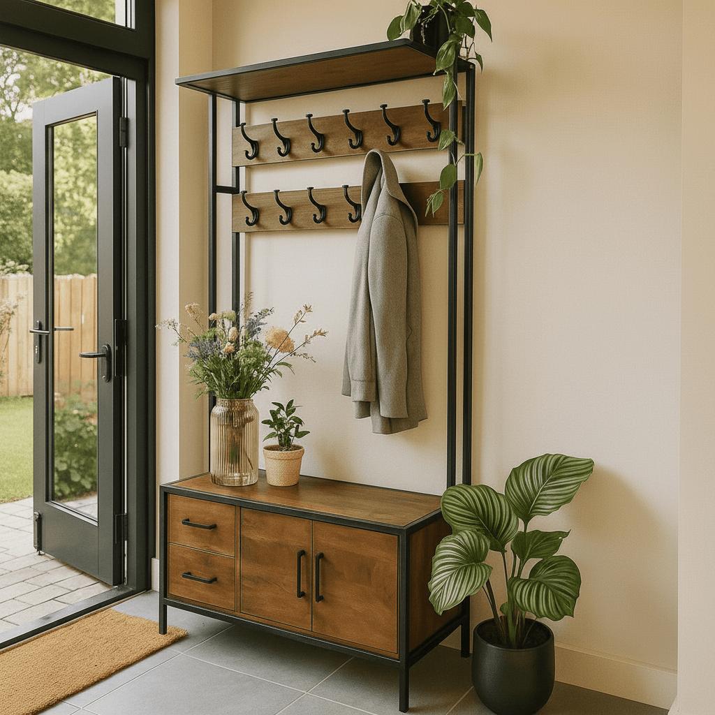 Garderoberek XL Industrieel Design | Mangohout en Staal | 100x40x190cm - Industrieelinhuis.nl
