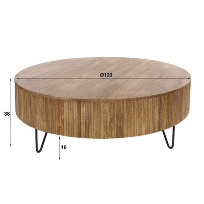 Grote Salontafel Mangohout | Wave | Ø 120cm