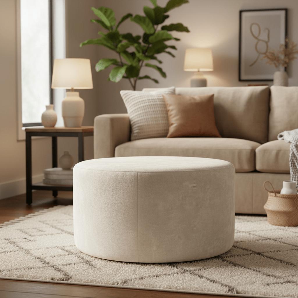Hocker Rond Velvet Creme 60cm