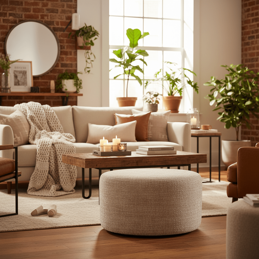 Hocker Rond Beige 60cm