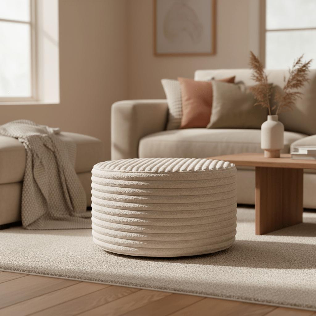 Hocker Rond Velvet Beige 60cm