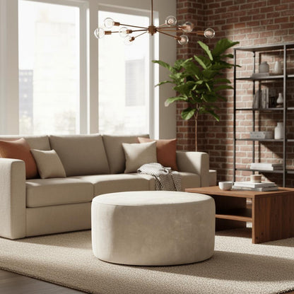 Hocker Rond Velvet Creme 80cm