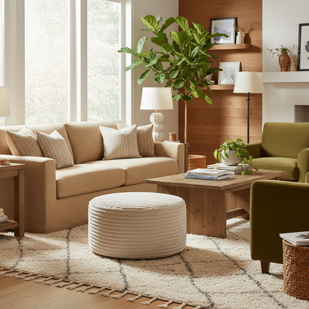 Hocker Rond Velvet Beige 80cm