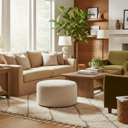 Hocker Rond Velvet Beige 80cm