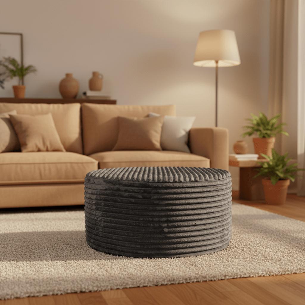 Hocker Rond Velvet Antraciet 80cm