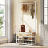 Entree-kapstok met Schoenenbank en 2 Lades – 10 Afneembare Haken, Schoenenrek voor 8 Paar, Opbergplank en Hangstang – Golden Oak & Mat Wit – 30 x 80,5 x 181,5 cm - Industrieelinhuis.nl