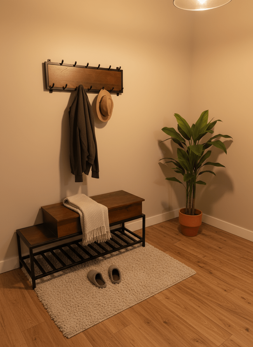 Kapstok & Bankje “Urban Steel” – Industrieel Design met Karakter (110 cm) - Industrieelinhuis.nl