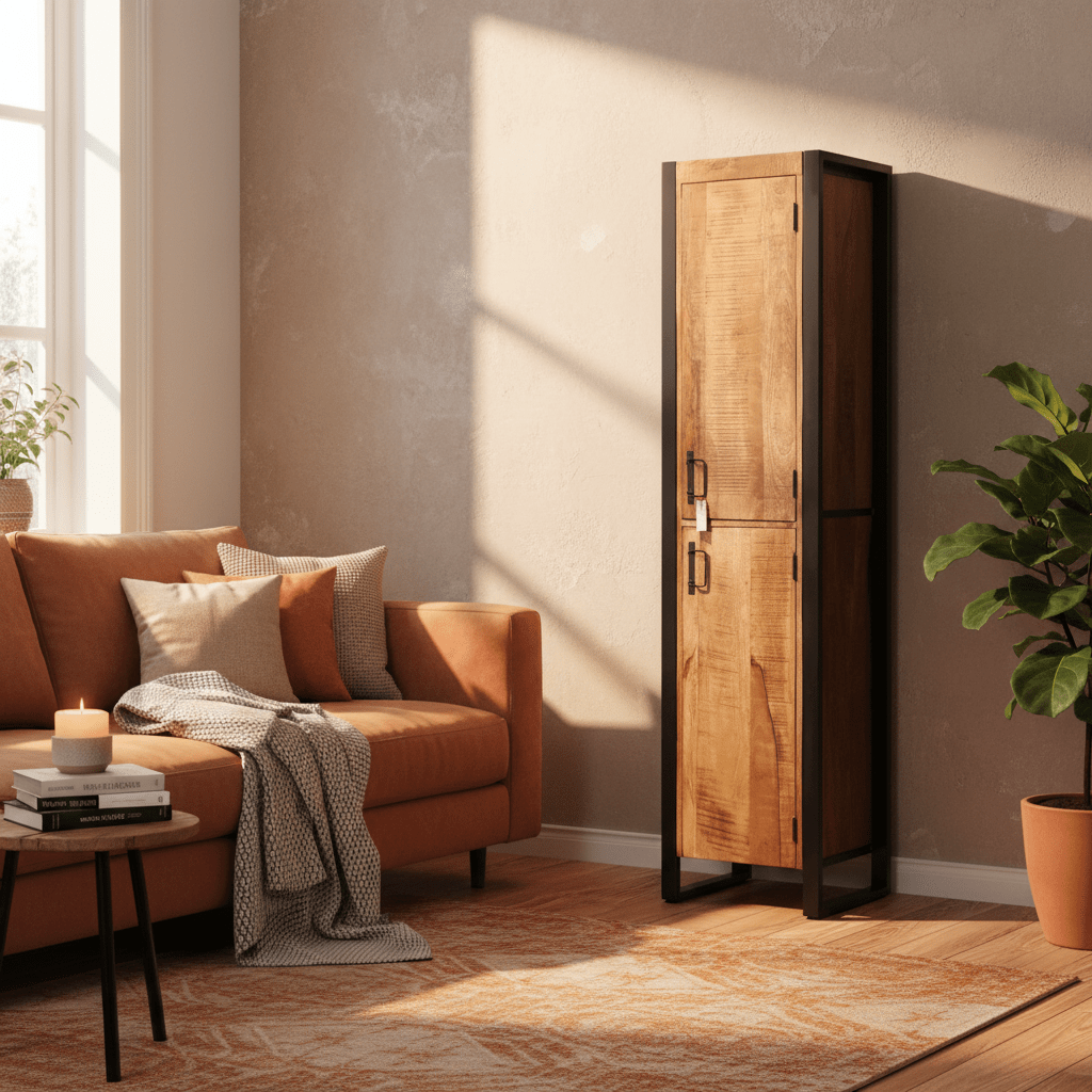 Smalle hoge kast Britt Mangohout Staal 50x40x200cm - Industrieelinhuis.nl