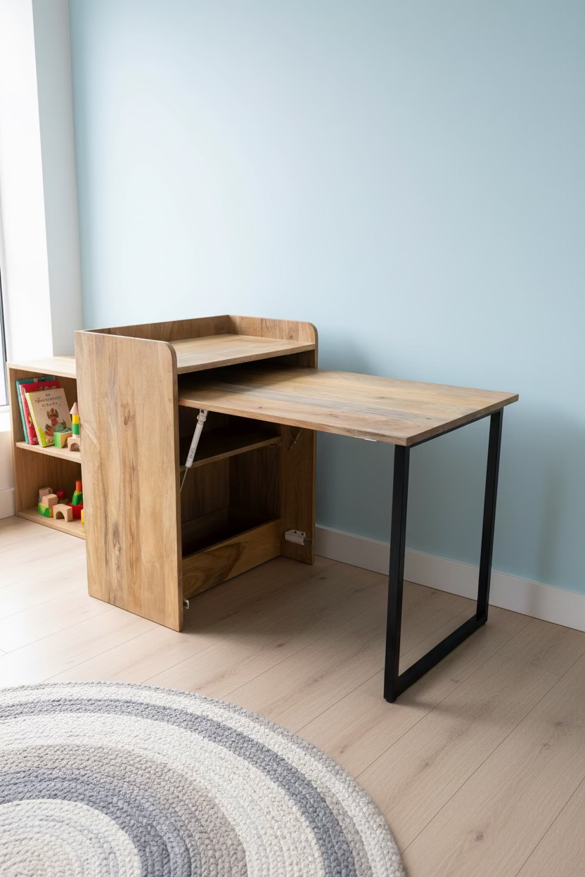 Inklapbaar kastje kinder bureau met opbergruimte