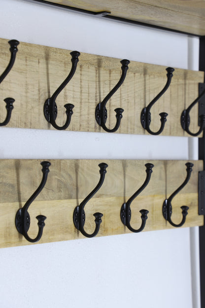 Garderoberek Industrieel Design Naturel | Mangohout en Staal | 80x40x190cm