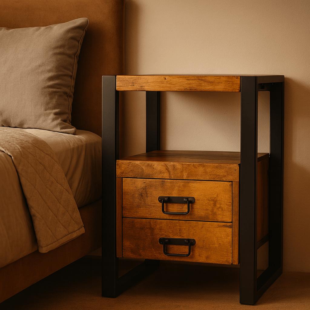 Mango Houten Nachtkastje Britt – 50x40x70cm | Nieuwe Kleurtint Collectie - Industrieelinhuis.nl