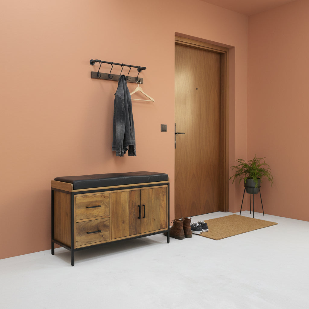 Schoenenbankje met Opbergruimte – Warm &amp; Stijlvol Design 80 × 30 × 48 cm - Industrieelinhuis.nl