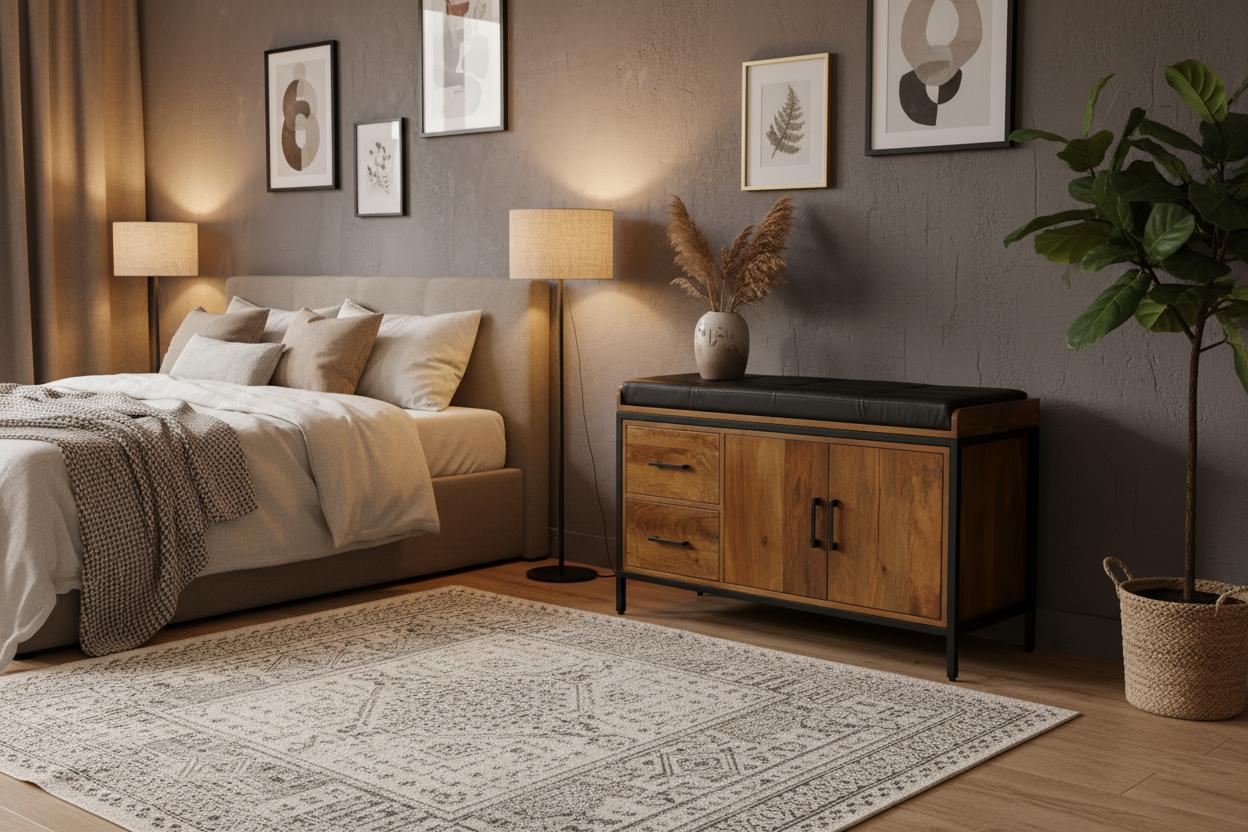 Schoenenbankje met Opbergruimte – Warm &amp; Stijlvol Design 100 × 40 × 60 cm