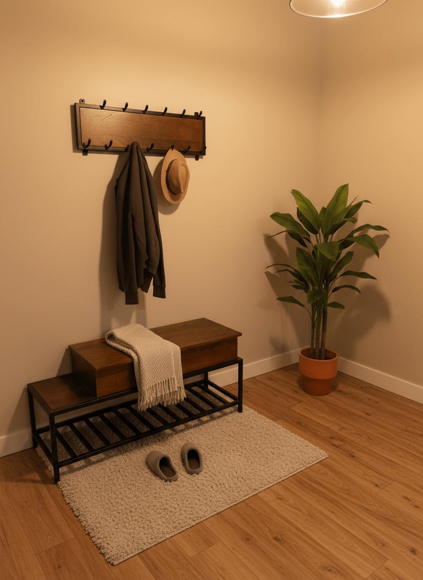 Kapstok &amp; Bankje “Urban Steel” – Industrieel Design met Karakter (110 cm)