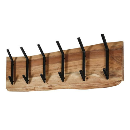 Kapstok Eddie 2x 6 haken - acacia hout - 100 cm