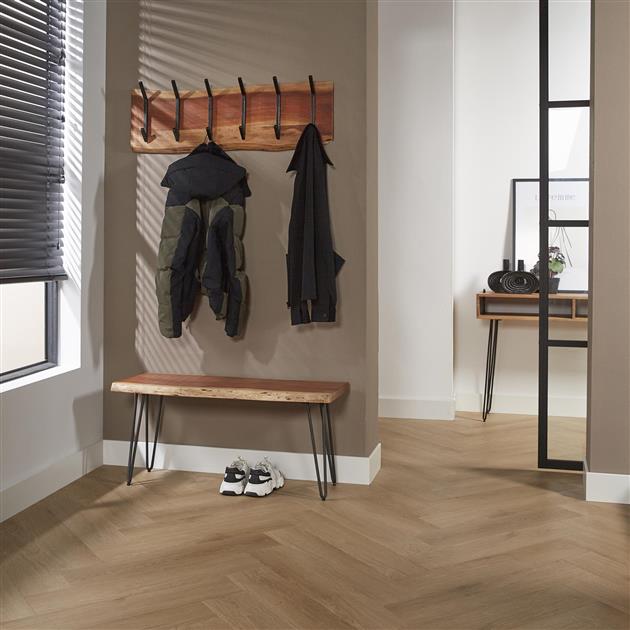 Kapstok Eddie 2x 6 haken - acacia hout - 100 cm