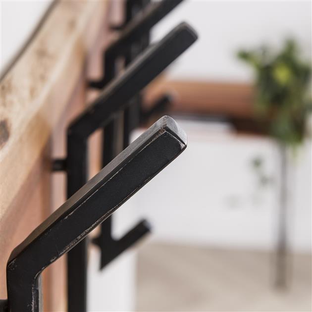 Kapstok Eddie 2x 6 haken - acacia hout - 100 cm