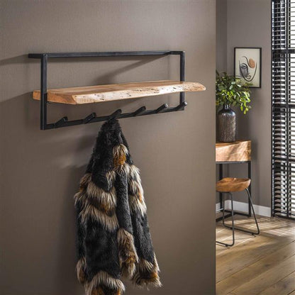 Wandkapstok met plank + 6 haken Eddie