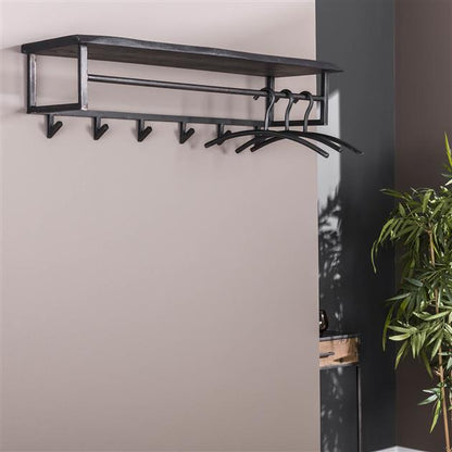 Kapstok Yuko met 6 haken Zwart