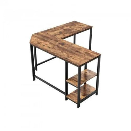 Hoekbureau Industrieel Design | Houtlook en Staal | 138x138x75cm - Industrieelinhuis.nl