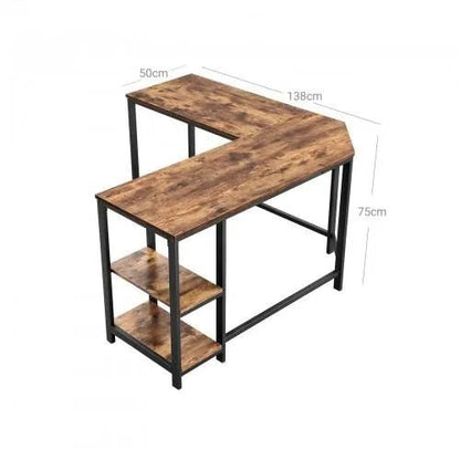Hoekbureau Industrieel Design | Houtlook en Staal | 138x138x75cm - Industrieelinhuis.nl