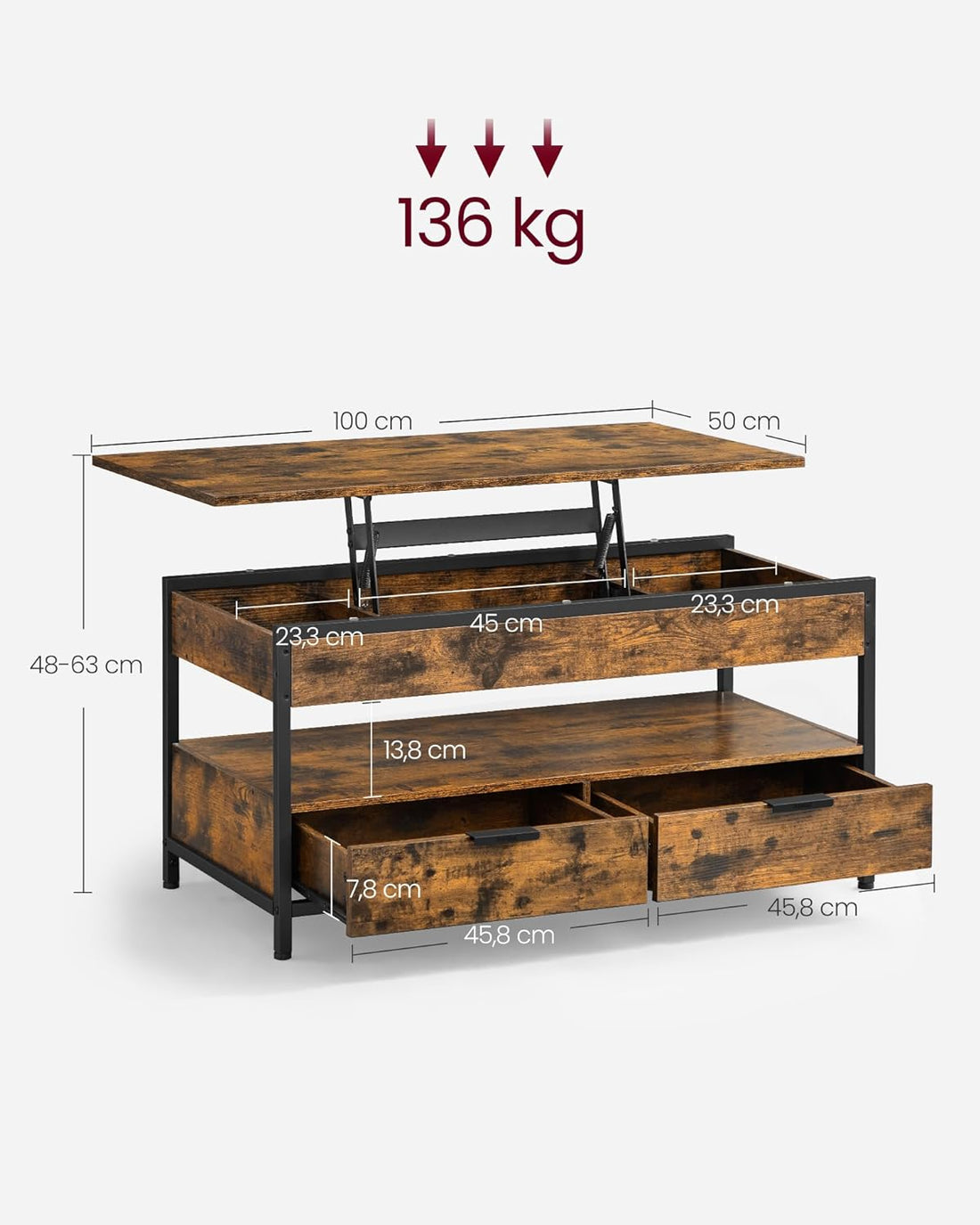 Salontafel met Hefblad – &quot;Urban Edge&quot; Collectie
