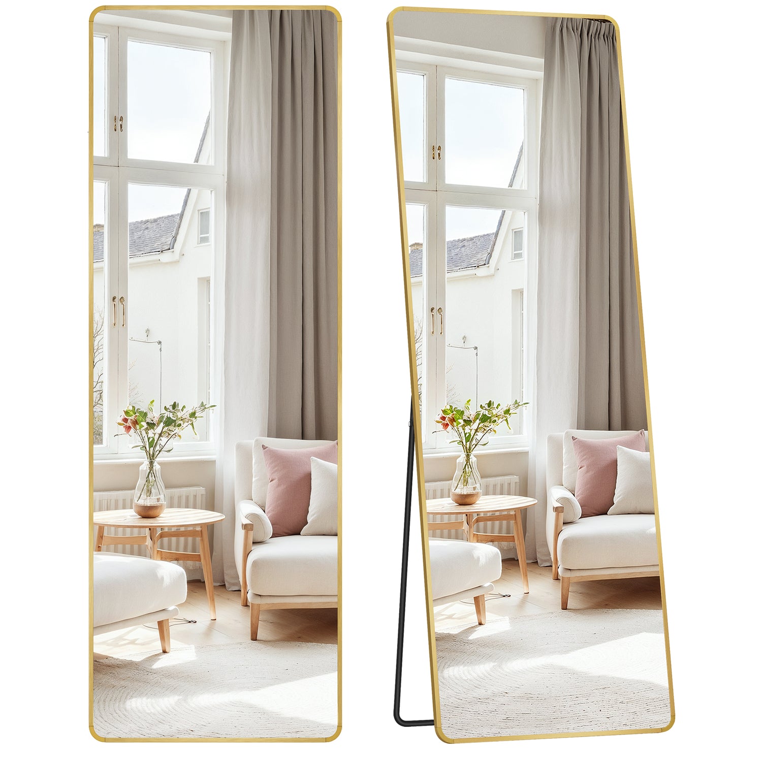 Staande spiegel met gouden omlijsting | 160x50cm - Industrieelinhuis.nl