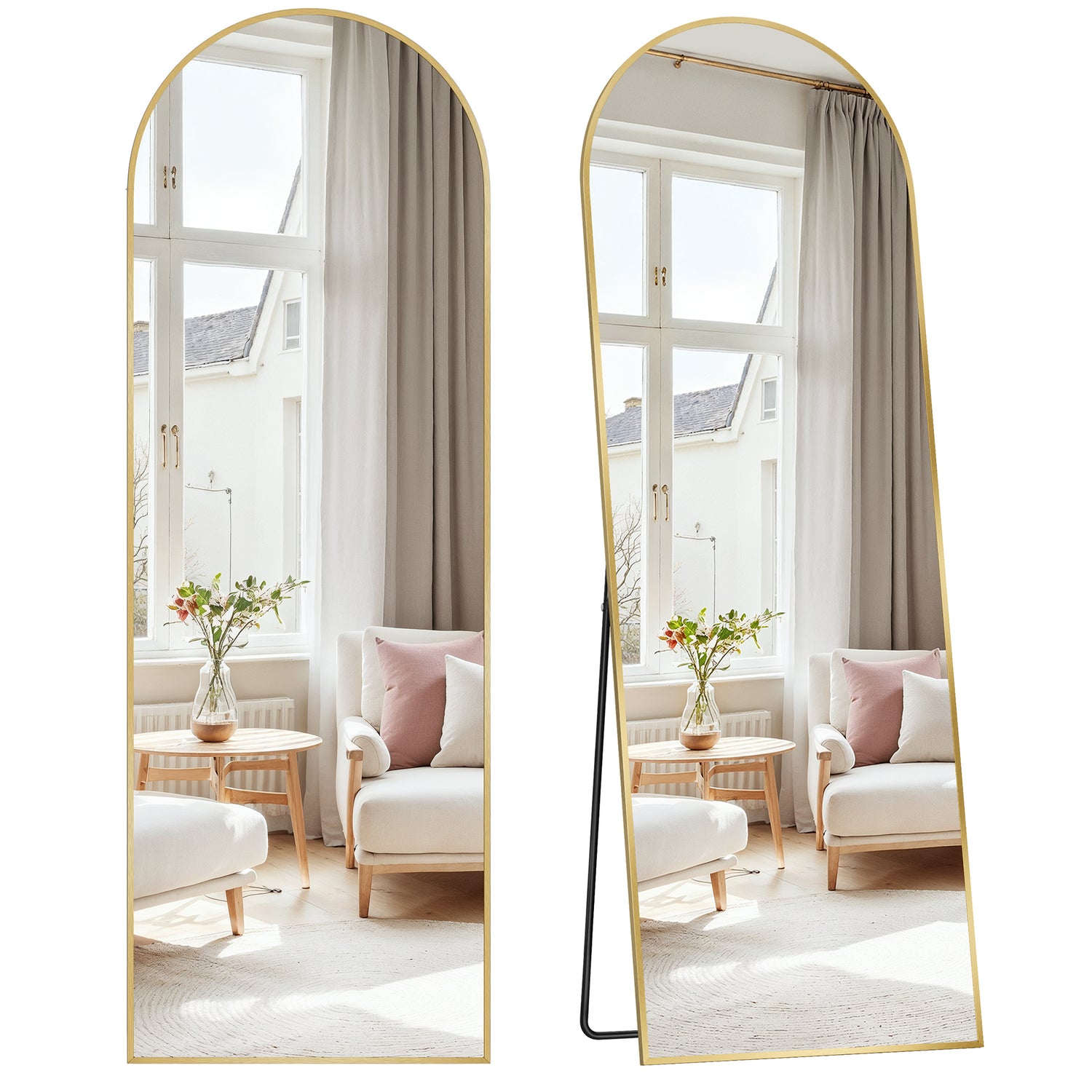 Staande spiegel met gouden omlijsting | 160x50cm - Industrieelinhuis.nl