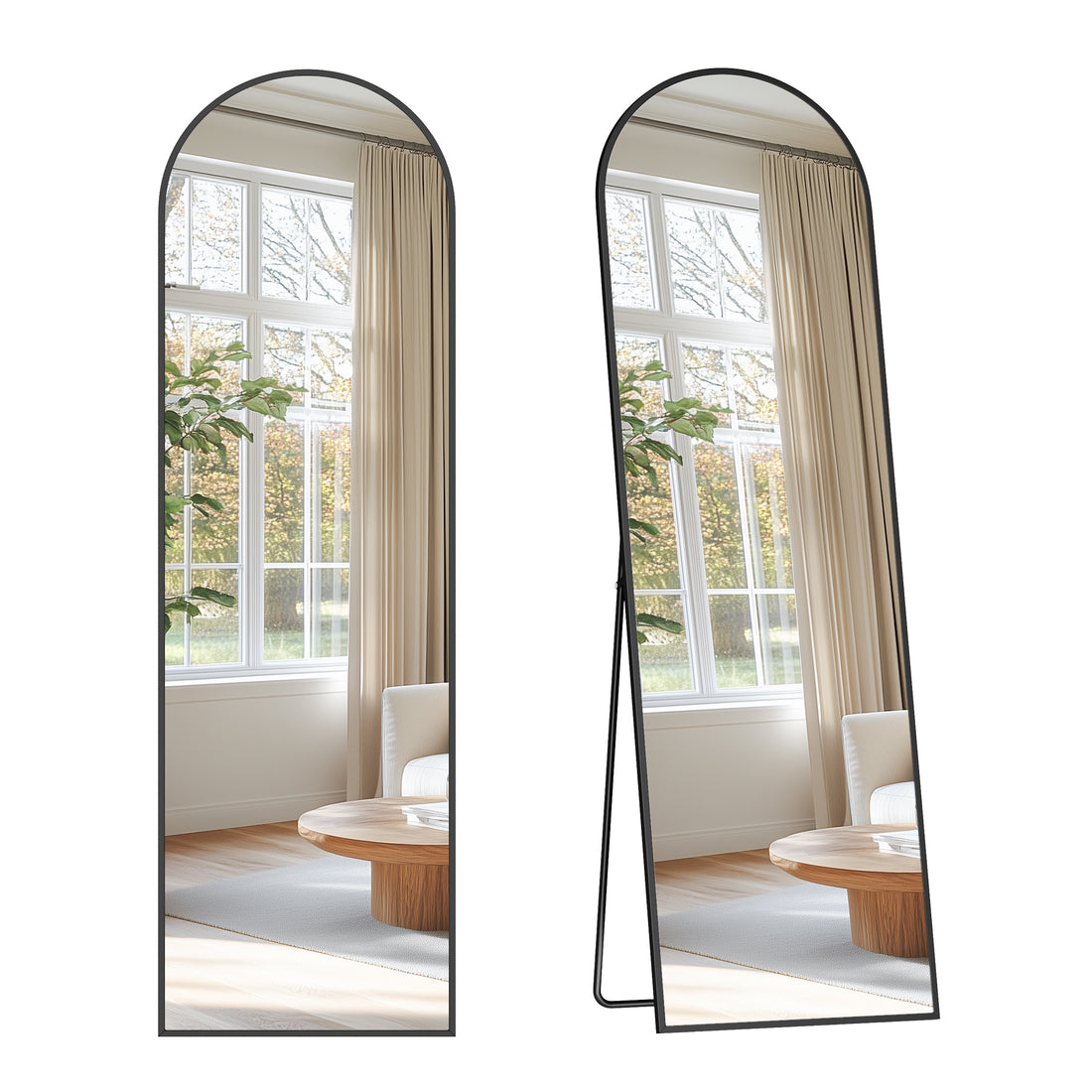 Staande spiegel met zwarte omlijsting | 150x40cm - Industrieelinhuis.nl