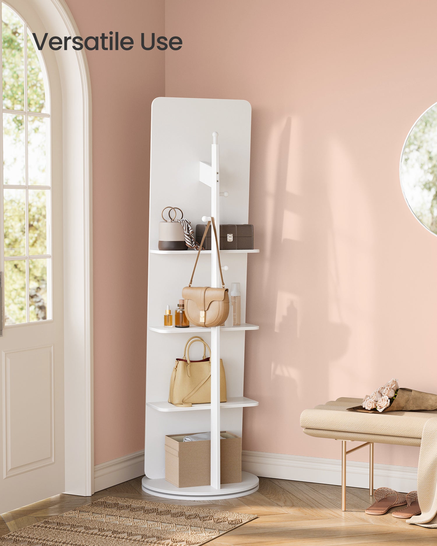 Staande spiegel draaiend met opbergruimte | 135x45cm - Industrieelinhuis.nl