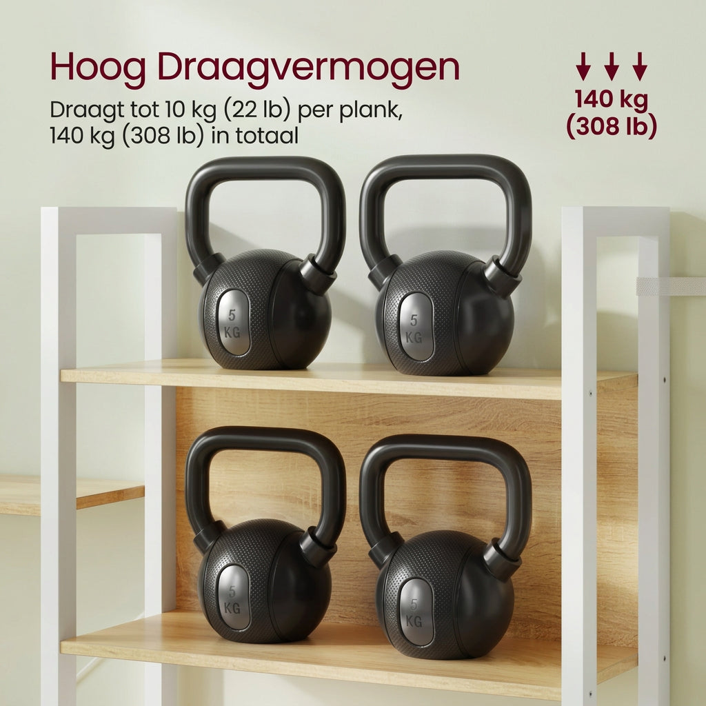 Open Boekenkast Elora met 14 Planken – Gouden Eiken/Wit – 158x24x166 cm - Industrieelinhuis.nl