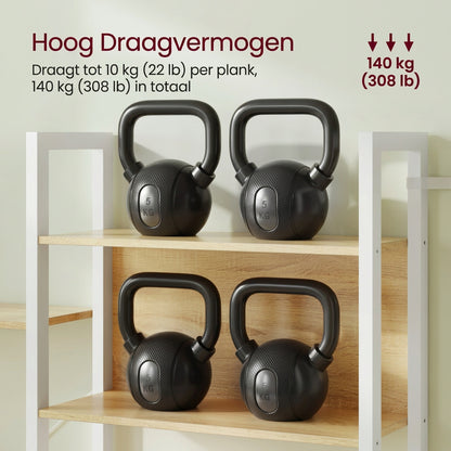 Open Boekenkast Elora met 14 Planken – Gouden Eiken/Wit – 158x24x166 cm - Industrieelinhuis.nl