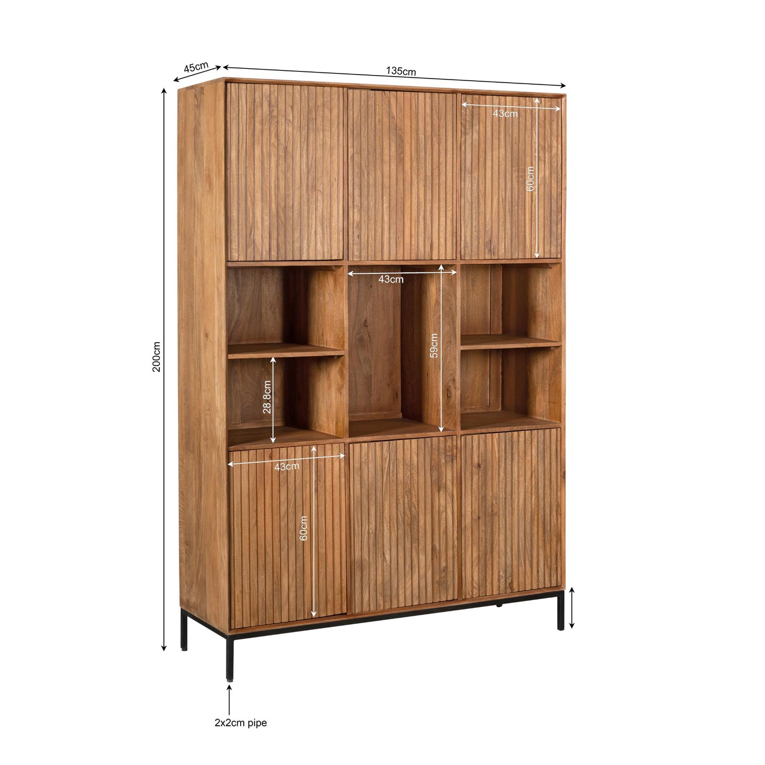 Vakkenkast Madison XL Natural 135 cm - Industrieelinhuis.nl