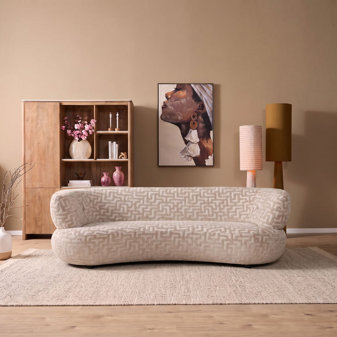 Ronde 3-zitsbank Amy Beige