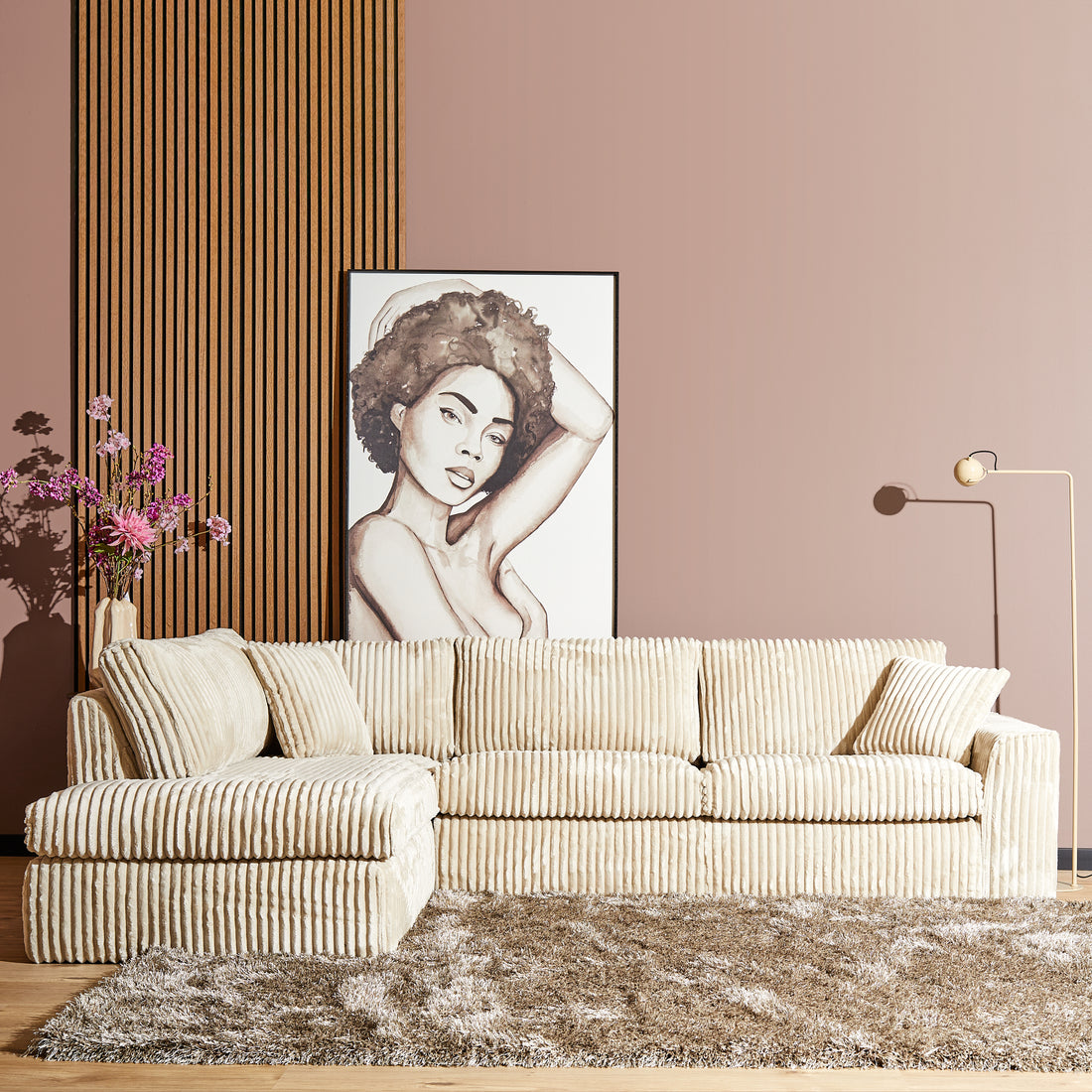 MySofa Teddy | Divan Links + 2,5 zits | Beige