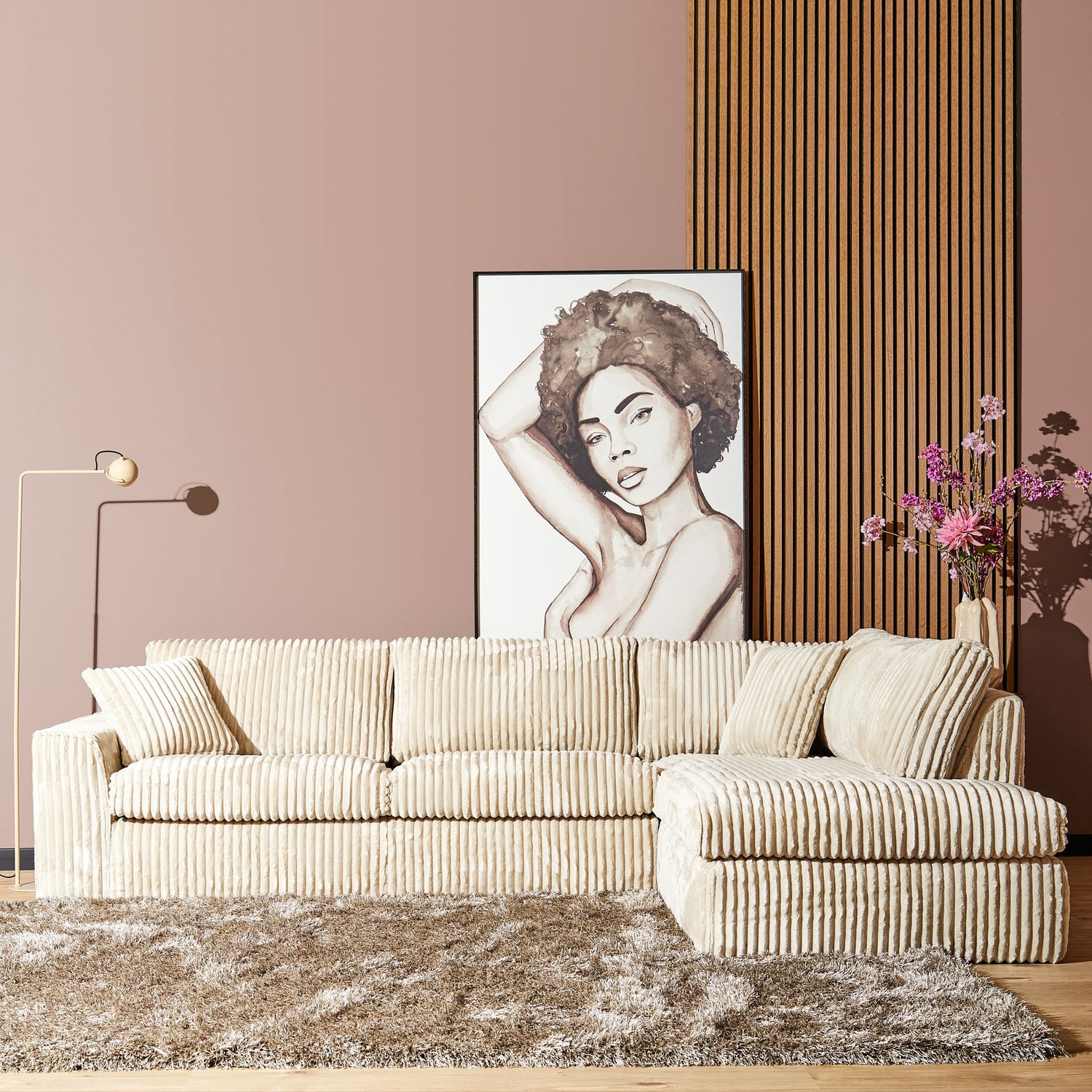 MySofa Teddy | Beige | 2,5 zits + Divan Rechts | 5 jaar garantie - Industrieelinhuis.nl