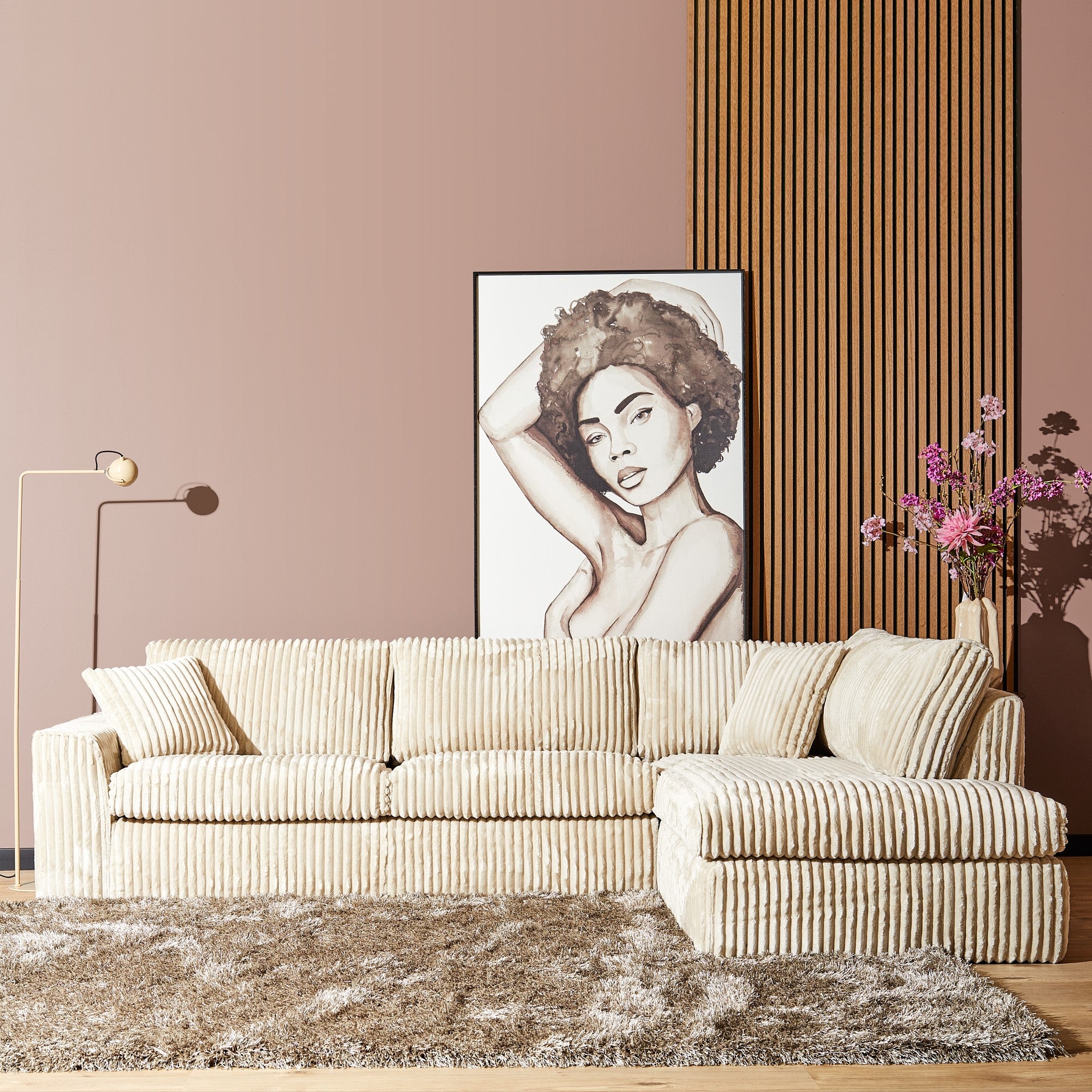 MySofa Teddy | Beige | 2,5 zits + Divan Rechts | 5 jaar garantie - Industrieelinhuis.nl