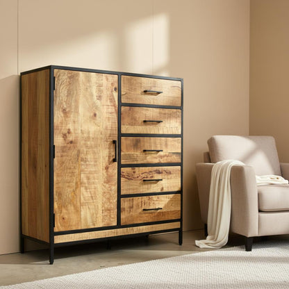 Dressoir kast mangohout | 102 x 45 x 120 cm - Industrieelinhuis.nl