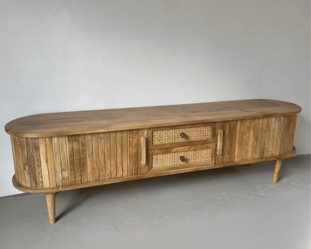 TV Meubel Ubud met deuren en lades Bali stijl | 200x40x40cm - Industrieelinhuis.nl