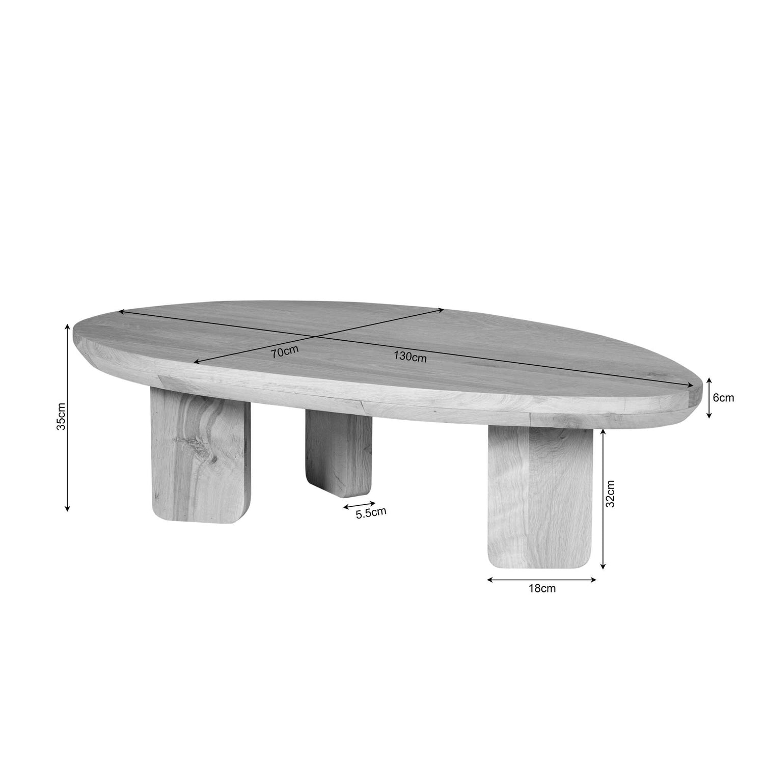 Organische Salontafel Zillah Naturel