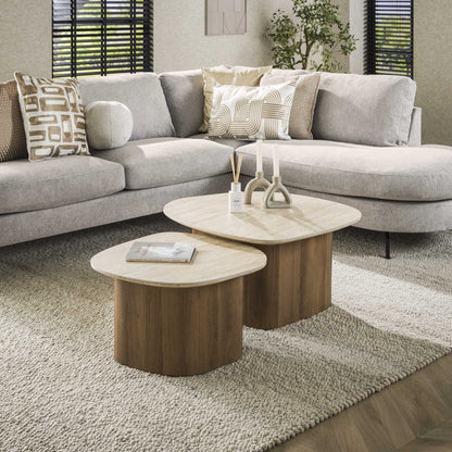 Organische Salontafel set 2 Levi Kiezel | organische salontafel