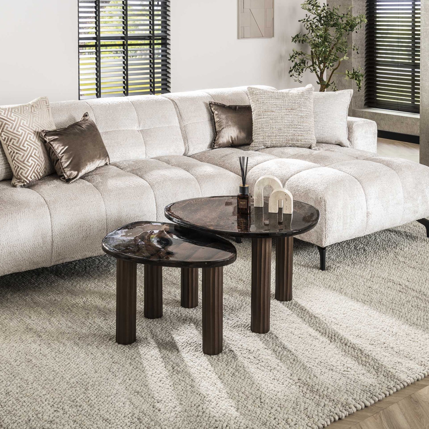 Organische Salontafel set Astra M | Kleur Koper