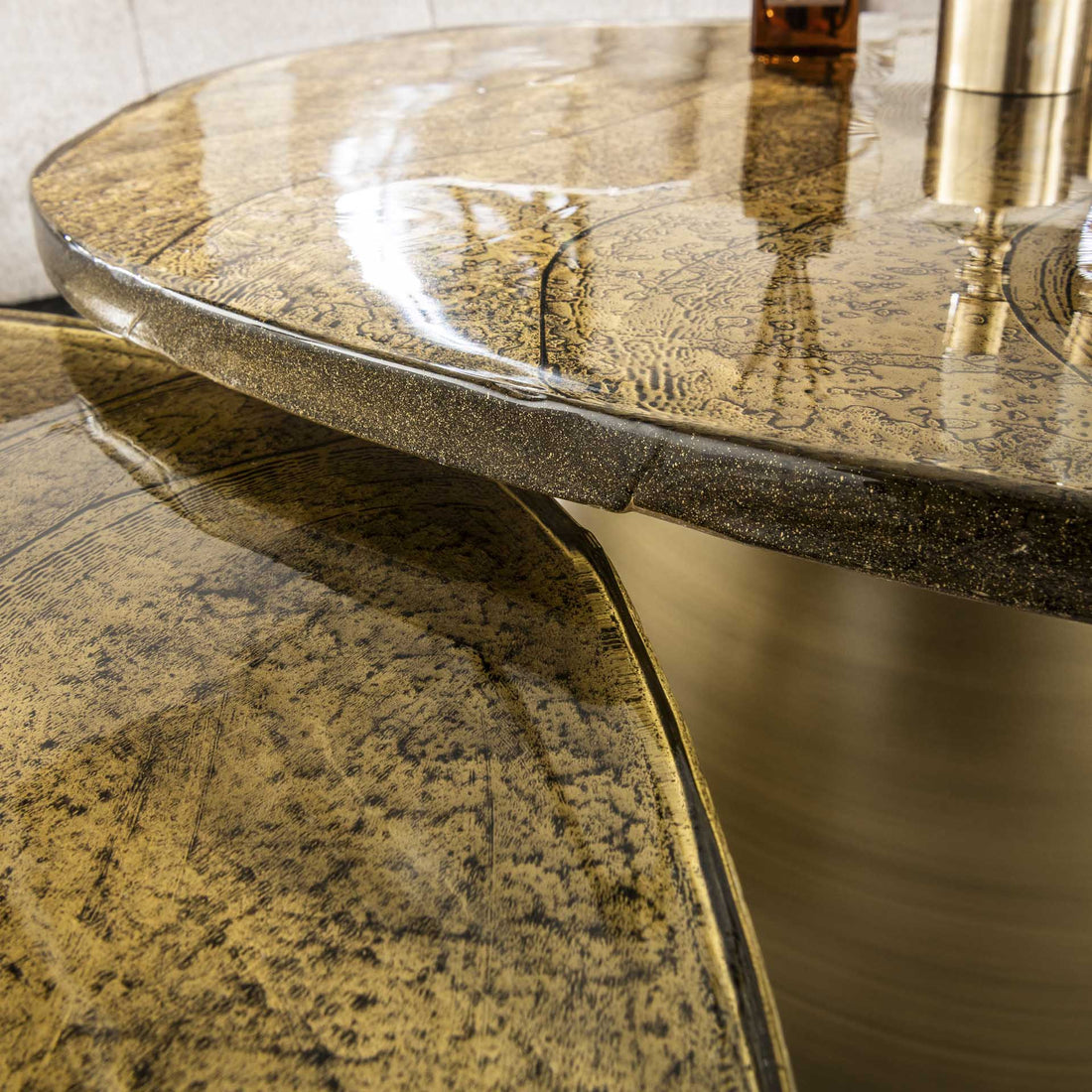 Organische Salontafel set van 2 Astra | Goud met zwart |