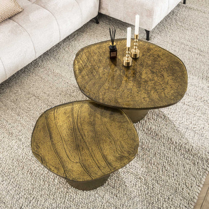 Organische Salontafel set van 2 Astra | Goud met zwart |