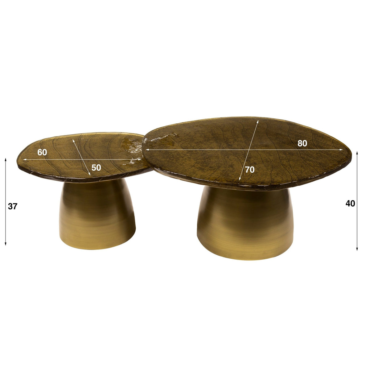 Organische Salontafel set van 2 Astra | Goud met zwart |